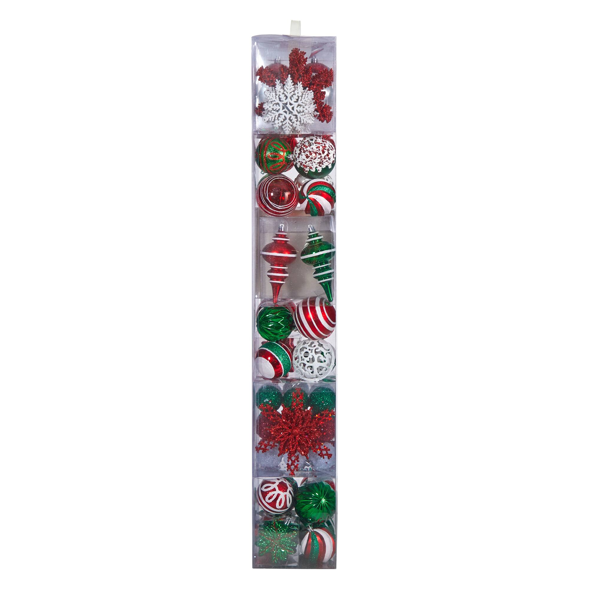 70ct. Holiday Deluxe Shatterproof Christmas Tree Ornament Box Set